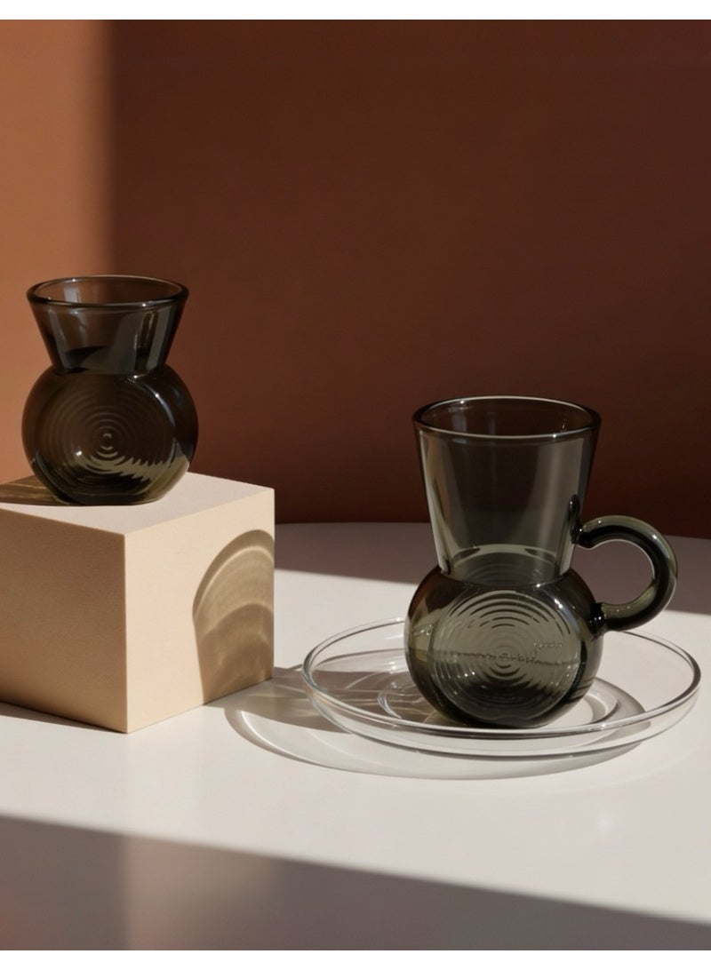 Raz طقم أكواب شاي وقهوة من زجاج سوليس | أكواب شاي عربية أنيقة | علبة هدايا فاخرة - Image 1